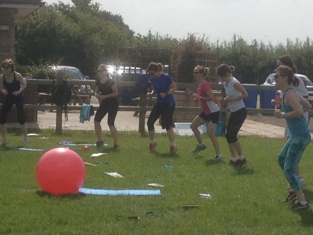 Heidi's circuits class training outdoors